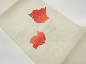 紗紬紙布花に枝葉模様織出し名古屋帯